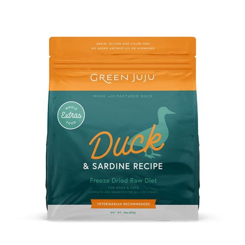 Green Juju Extras Duck & Sardine Complete & Balanced Freeze-Dried Raw Meal - 14OZ
