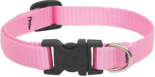 LupinePet Basic Solids Pink Adjustable Dog Collar - 1/2 in x 6-9 in