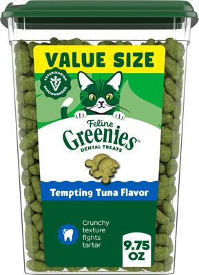 FELINE GREENIES Tuna Flavor Dental Cat Treats Value Tub - 9.75 oz