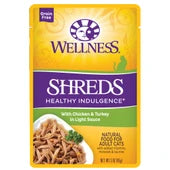 Wellness Healthy Indulgence Shreds Chicken & Turkey Wet Cat Food Pouch - 3 oz