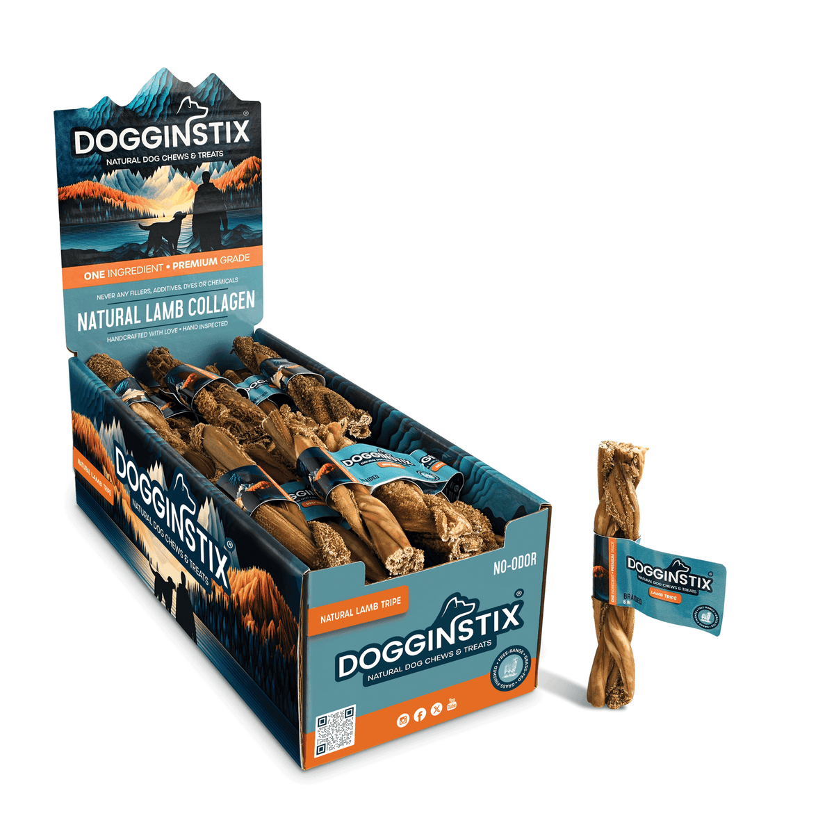 DogginStix Braided Lamb Tripe Dog Chew - 6"
