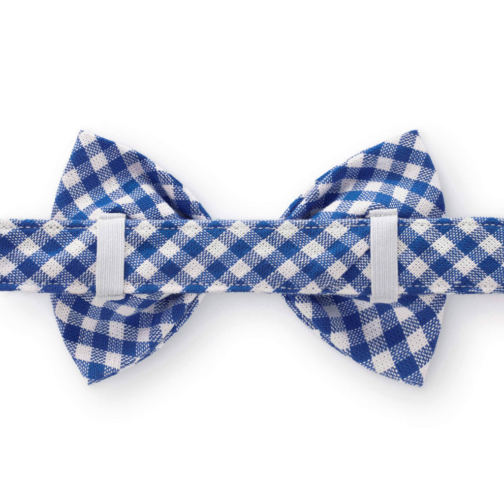 Lake Blue Gingham Dog Bow Tie
