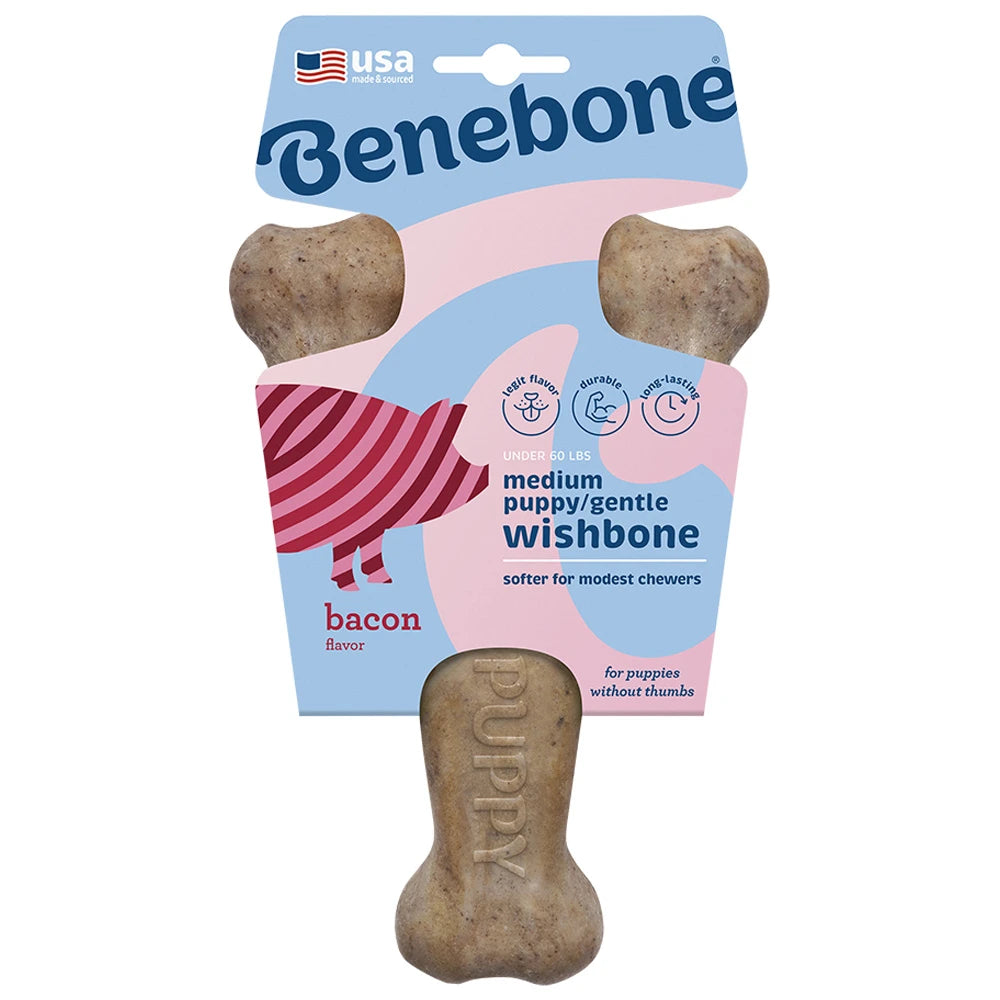 Benebone Puppy Wishbone Bacon Flavor Dog Chew - Medium
