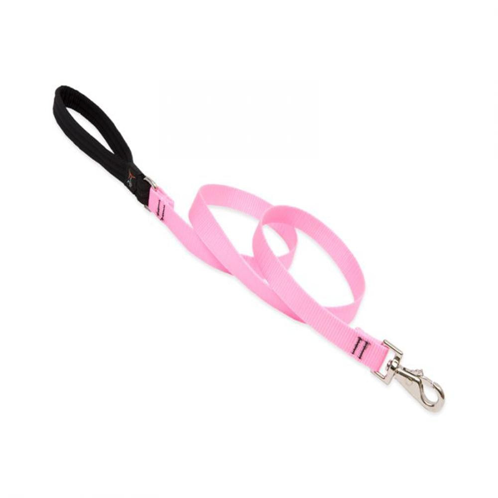 LupinePet Basic Solids Pink Dog Leash - 3/4 in x 6 ft