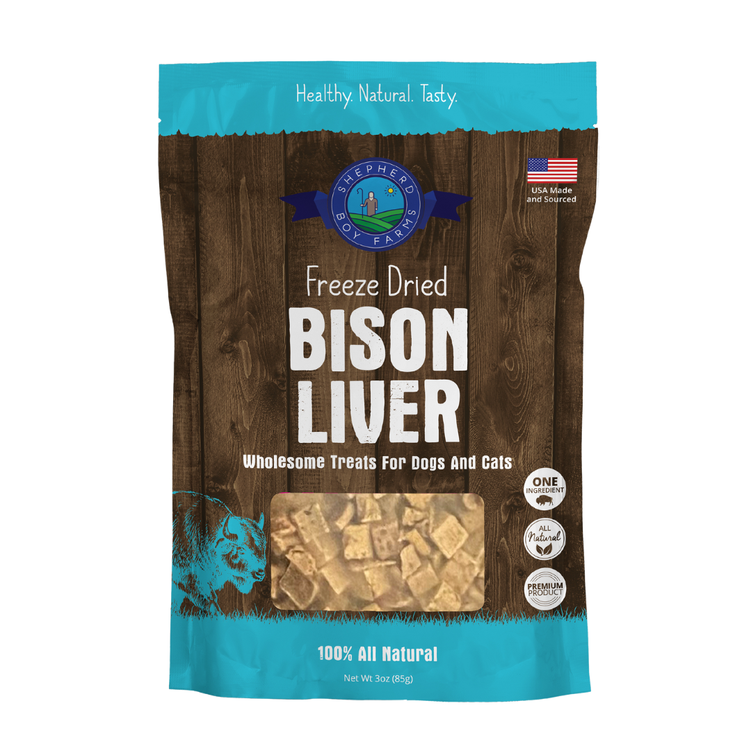 Shepherd Boy Farms Freeze-Dried Bison Liver Treats for Dogs & Cats 3OZ