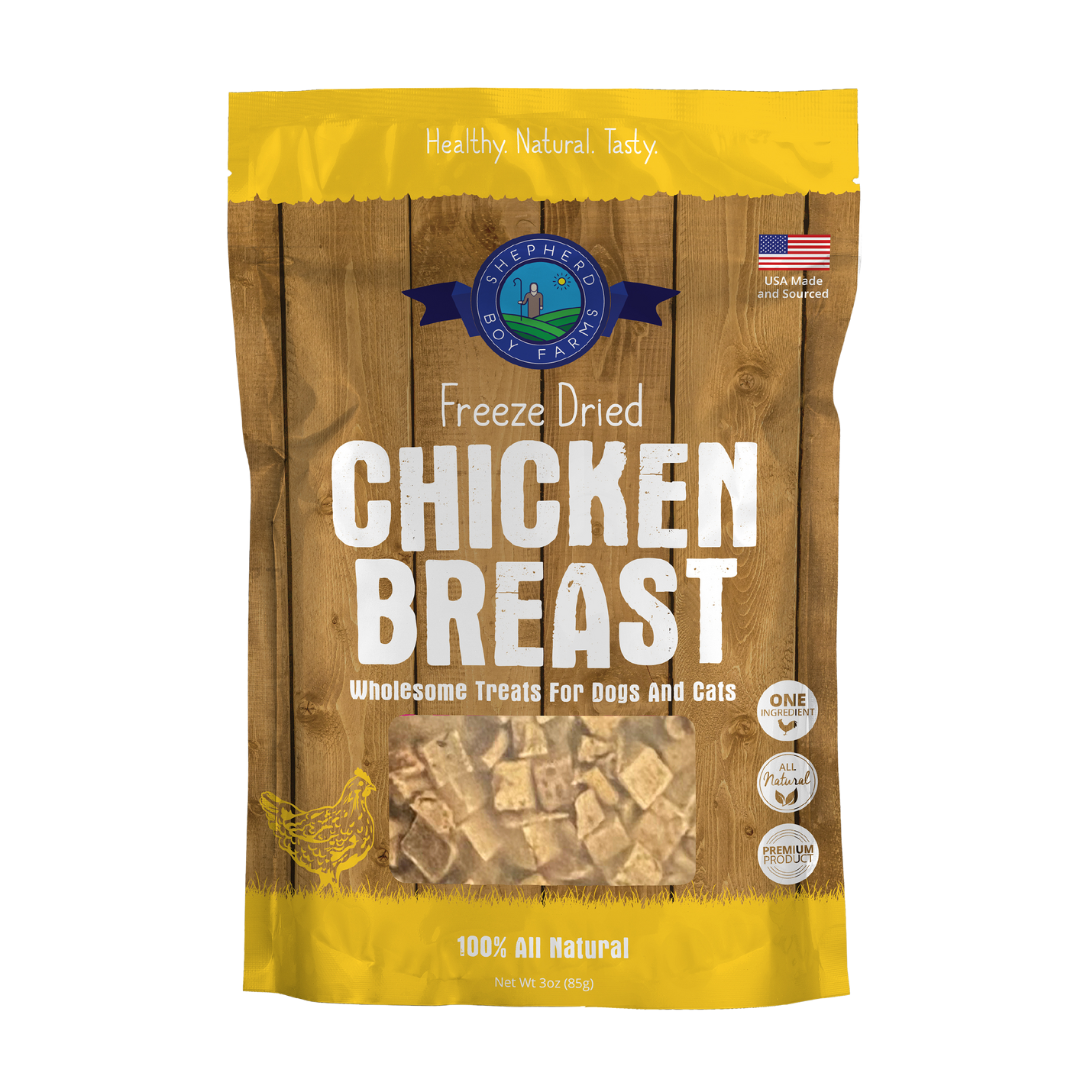 Shepherd Boy Farms Freeze-Dried Chicken Breast Treats for Dogs & Cats 3OZ