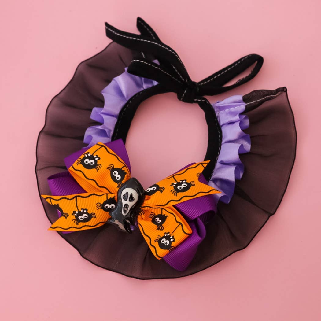 Halloweek - Pumpkin Bow Lace Halloween Pet Collar