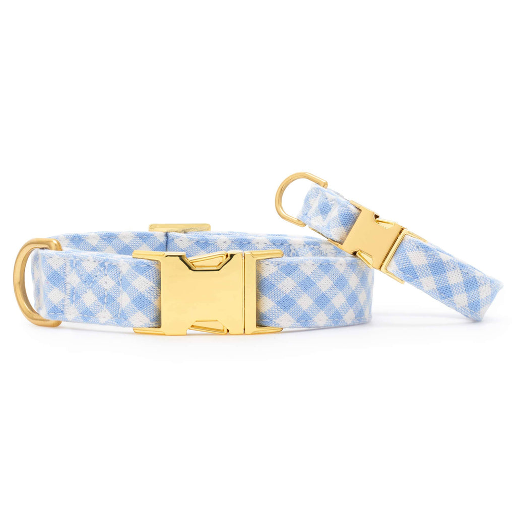 Sky Blue Gingham Spring Dog Collar