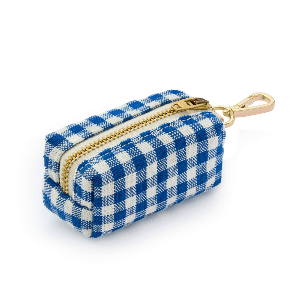 Lake Blue Gingham Waste Bag Holder