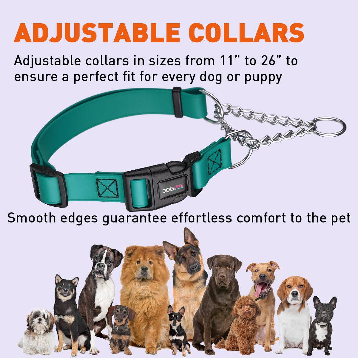 Biothane Adjustable Martingale Collar with Quick Release Buckle