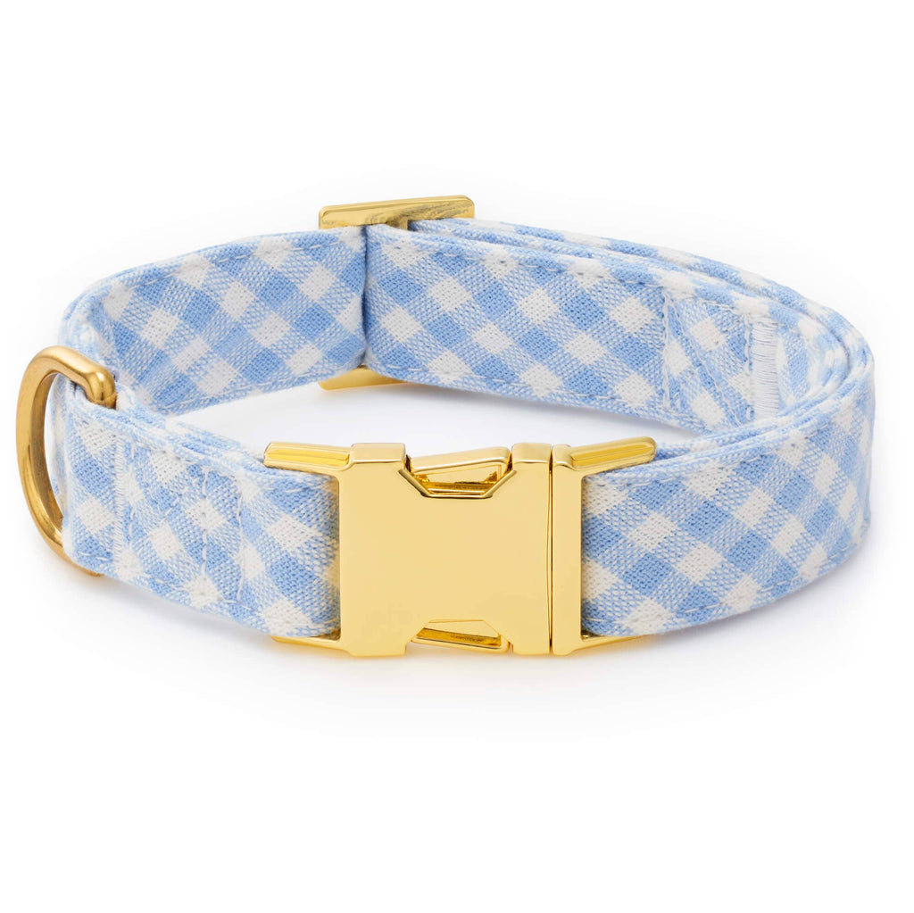 Sky Blue Gingham Spring Dog Collar