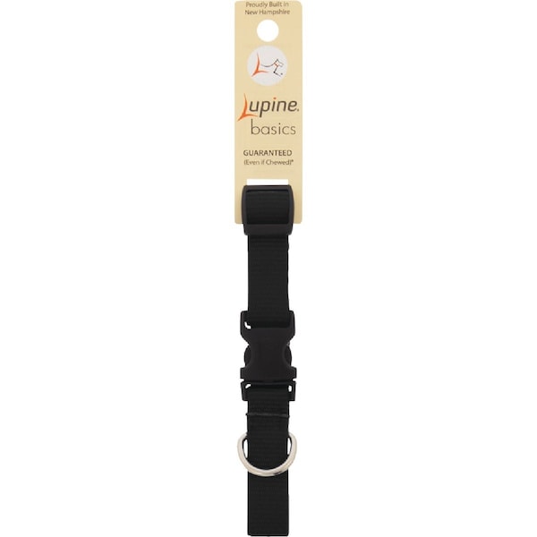 LupinePet Basic Solids Black Adjustable Dog Collar - 3/4 in x 9-14 in