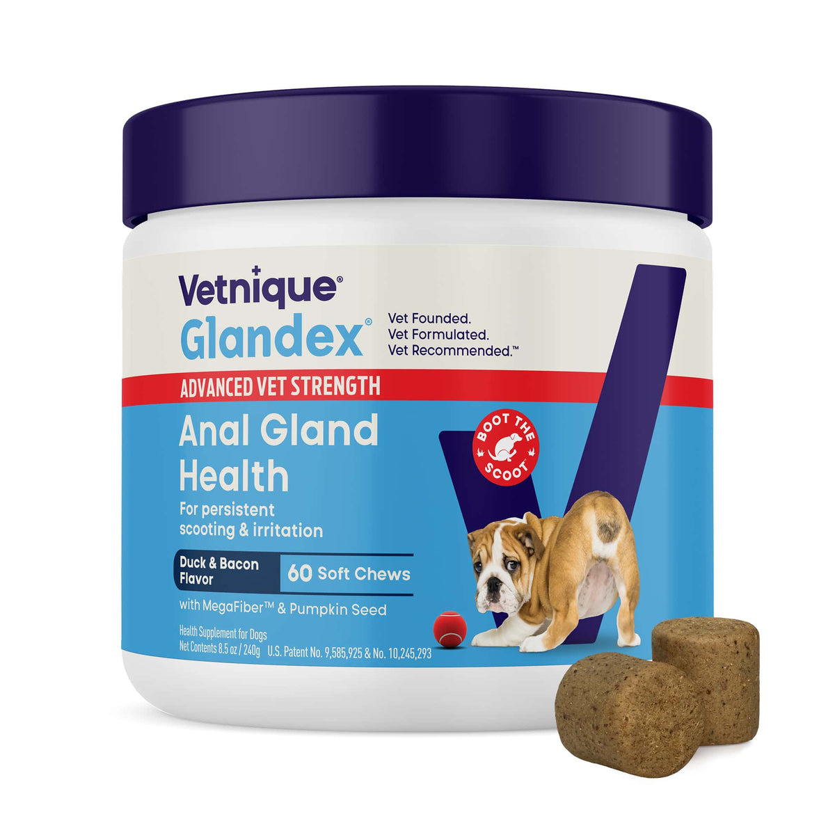 Glandex Anal Gland Support Soft Chews Duck & Bacon 60ct.