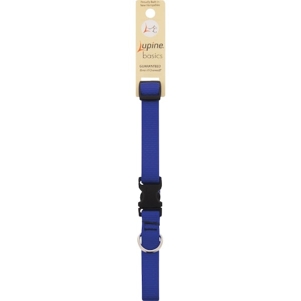 LupinePet Basic Solids Blue Adjustable Dog Collar - 3/4 in x 13-22 in