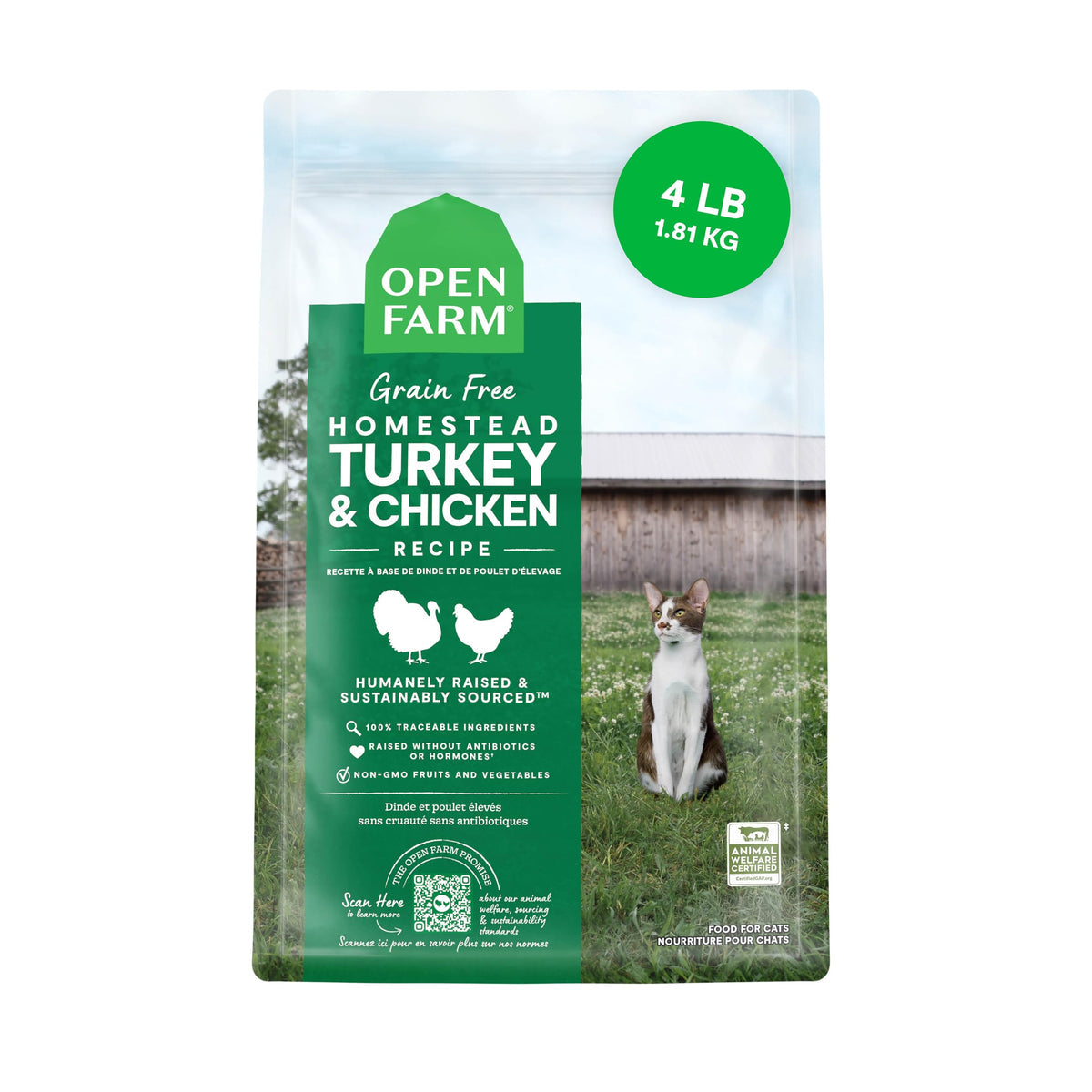 Open Farm Cat Grain-Free Homestead Turkey & Chicken Dry Food 4LB