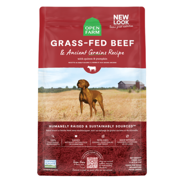 Open Farm Grass-Fed Beef & Ancient Grains Dry Dog Food - 22 lb