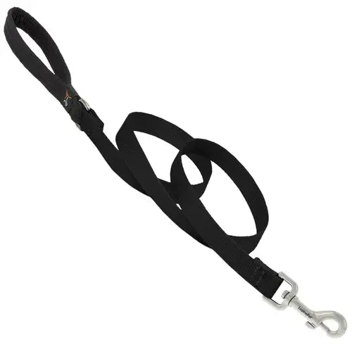 LupinePet Basic Solids Black Dog Leash - 3/4 in x 6 ft