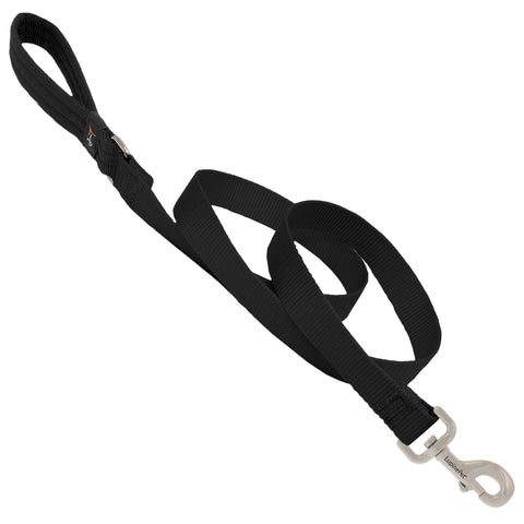 LupinePet Basic Solids Black Dog Leash - 1 in x 6 ft
