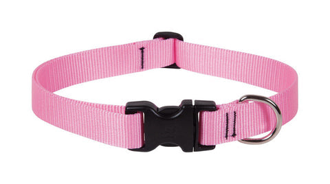 LupinePet Basic Solids Pink Adjustable Dog Collar - 1 in x 12-20 in