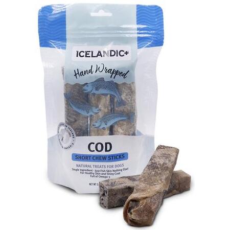 Hand Wrapped Cod Skin Short 5" Chew Sticks for Dogs - 3 Pack