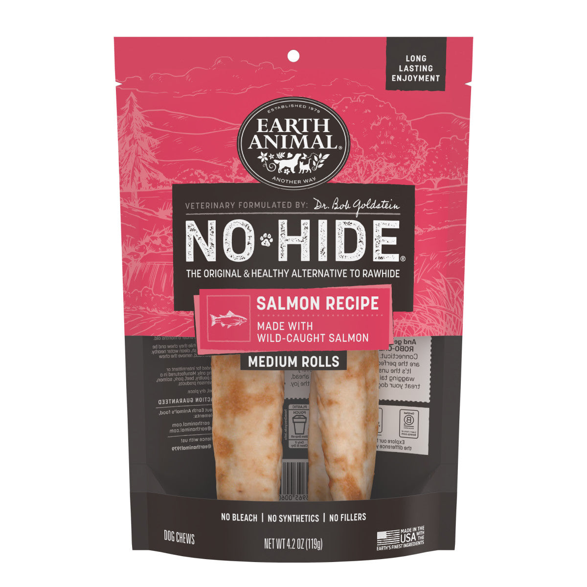 Earth Animal No-Hide Salmon Rolls - Medium - 2 Pack