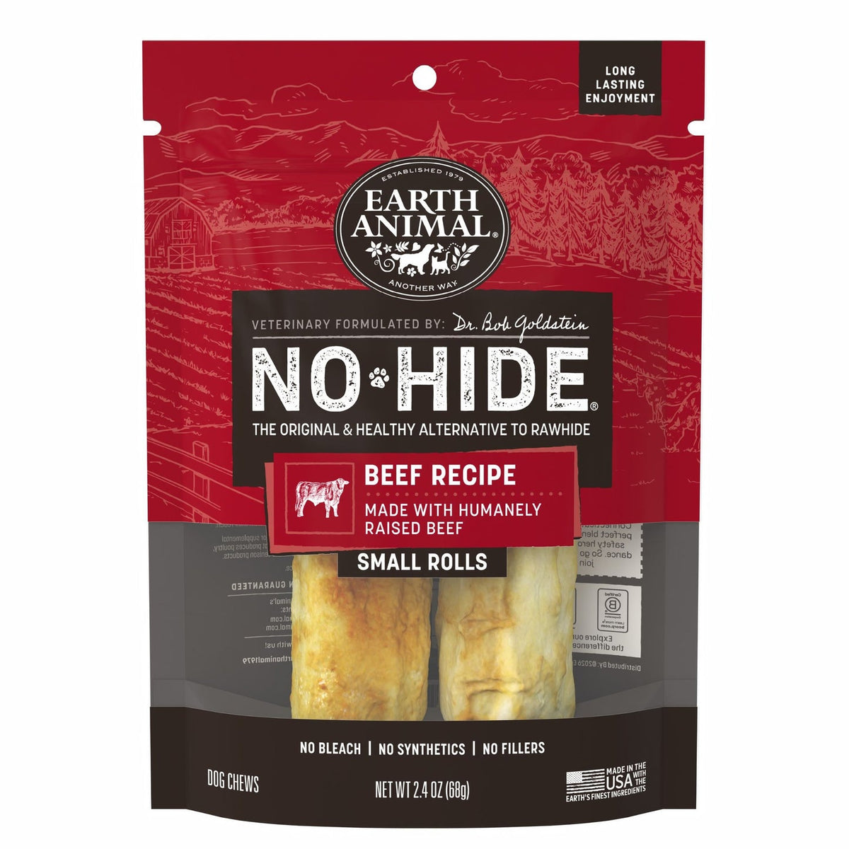 Earth Animal No-Hide Beef Rolls - Small - 2 Pack
