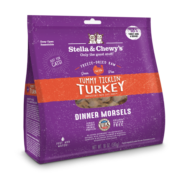 Stella & Chewy's Tummy Ticklin' Turkey Freeze-Dried Raw Dinner Morsels for Cats - 18 oz