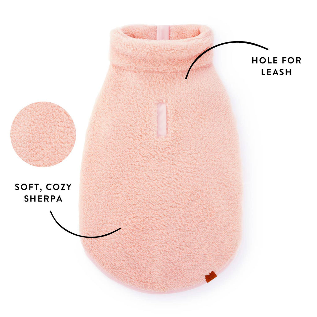 Pink Quarter-Zip Sherpa Dog Jacket