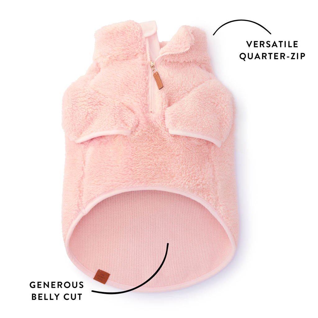 Pink Quarter-Zip Sherpa Dog Jacket