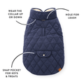 Navy Sherpa-Lined Reversible Dog Jacket
