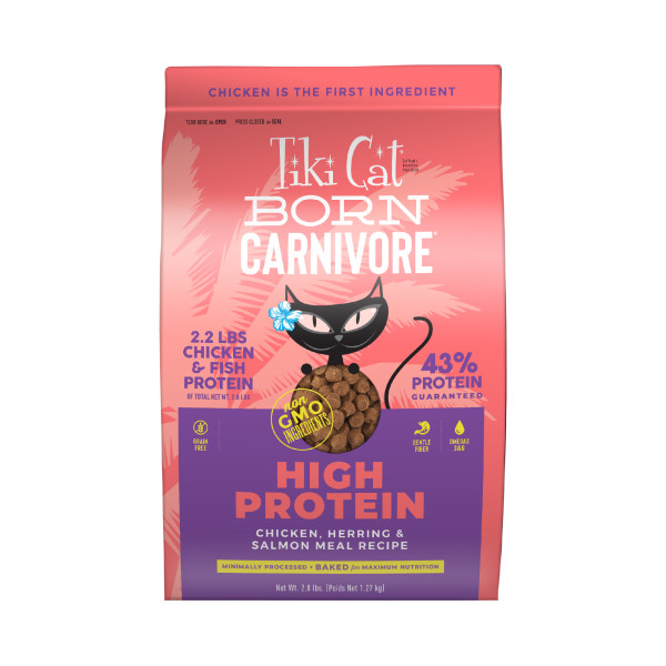 Tiki Cat Born Carnivore Grain-Free Chicken, Herring & Salmon Dry Cat Food - 2.8 lb