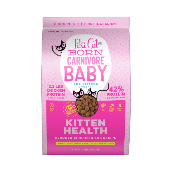 Tiki Cat Born Carnivore Baby Grain-Free Chicken & Egg Kitten Dry Food - 2.8 lb