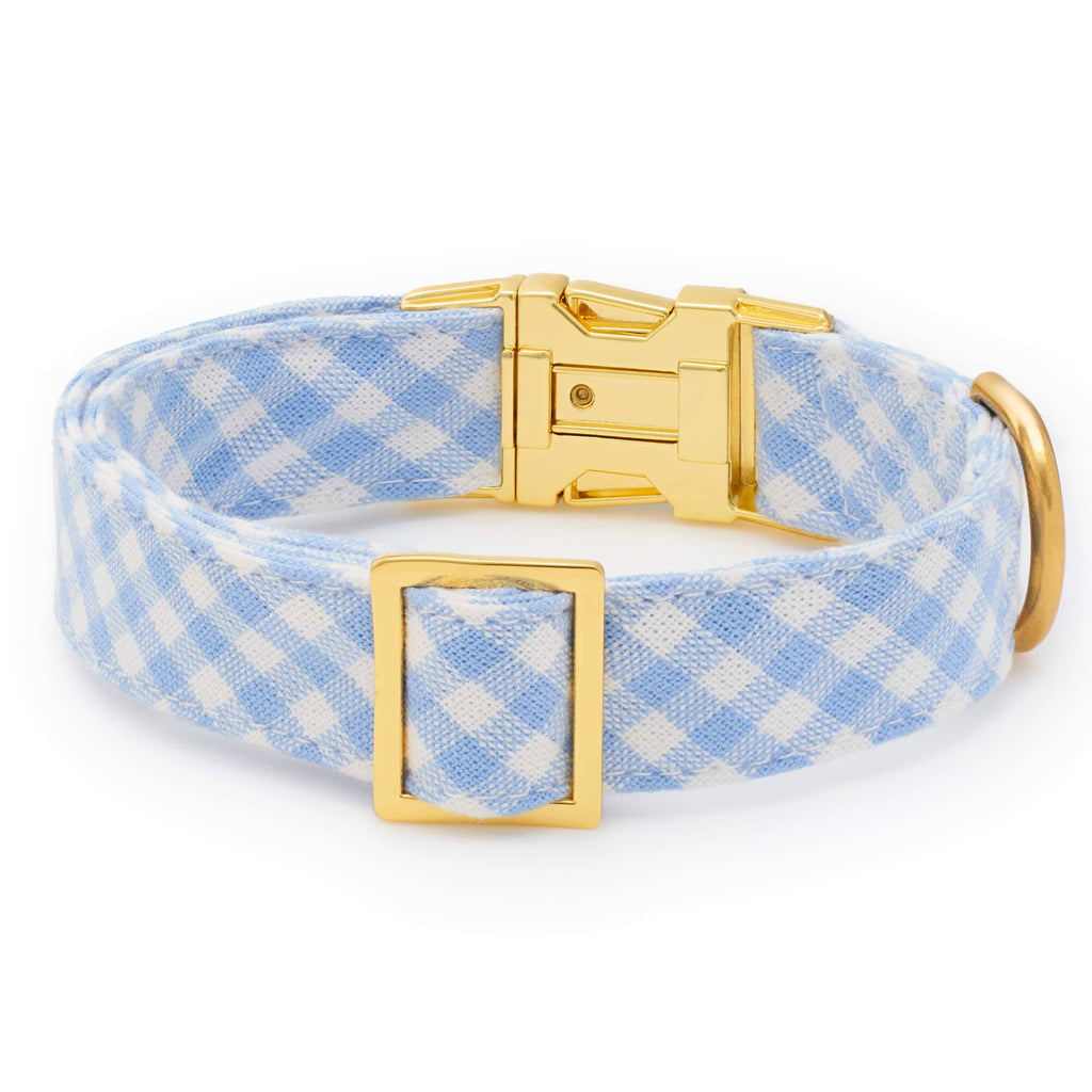 Sky Blue Gingham Spring Dog Collar