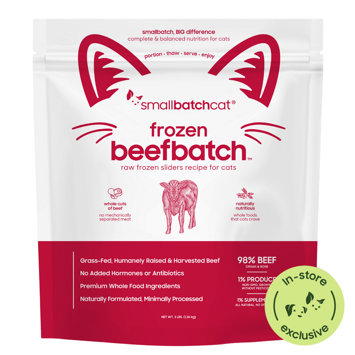 Smallbatch Frozen Raw Beef Sliders for Cats - 3LB