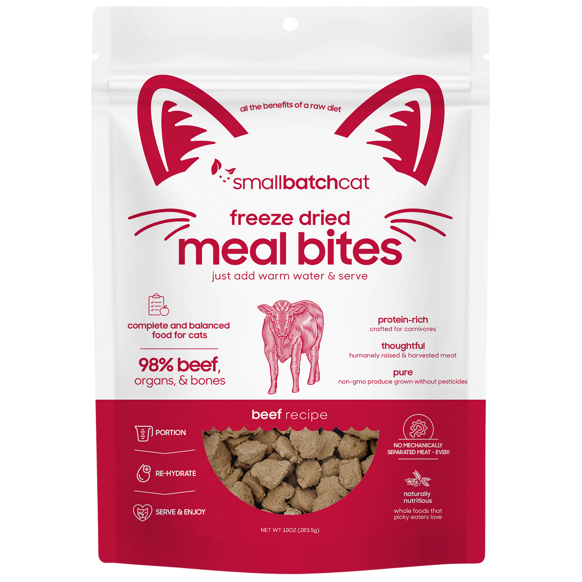 Smallbatch Freeze-Dried Raw Beef Meal Bites for Cats - 10OZ