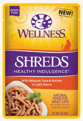 Wellness Healthy Indulgence Shreds Tuna & Shrimp Wet Cat Food Pouch - 3 oz