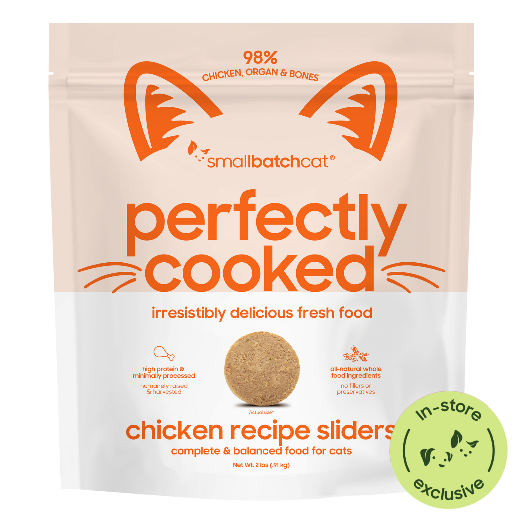 Smallbatch Perfectly Cooked Chicken Sliders for Cats - 2LB