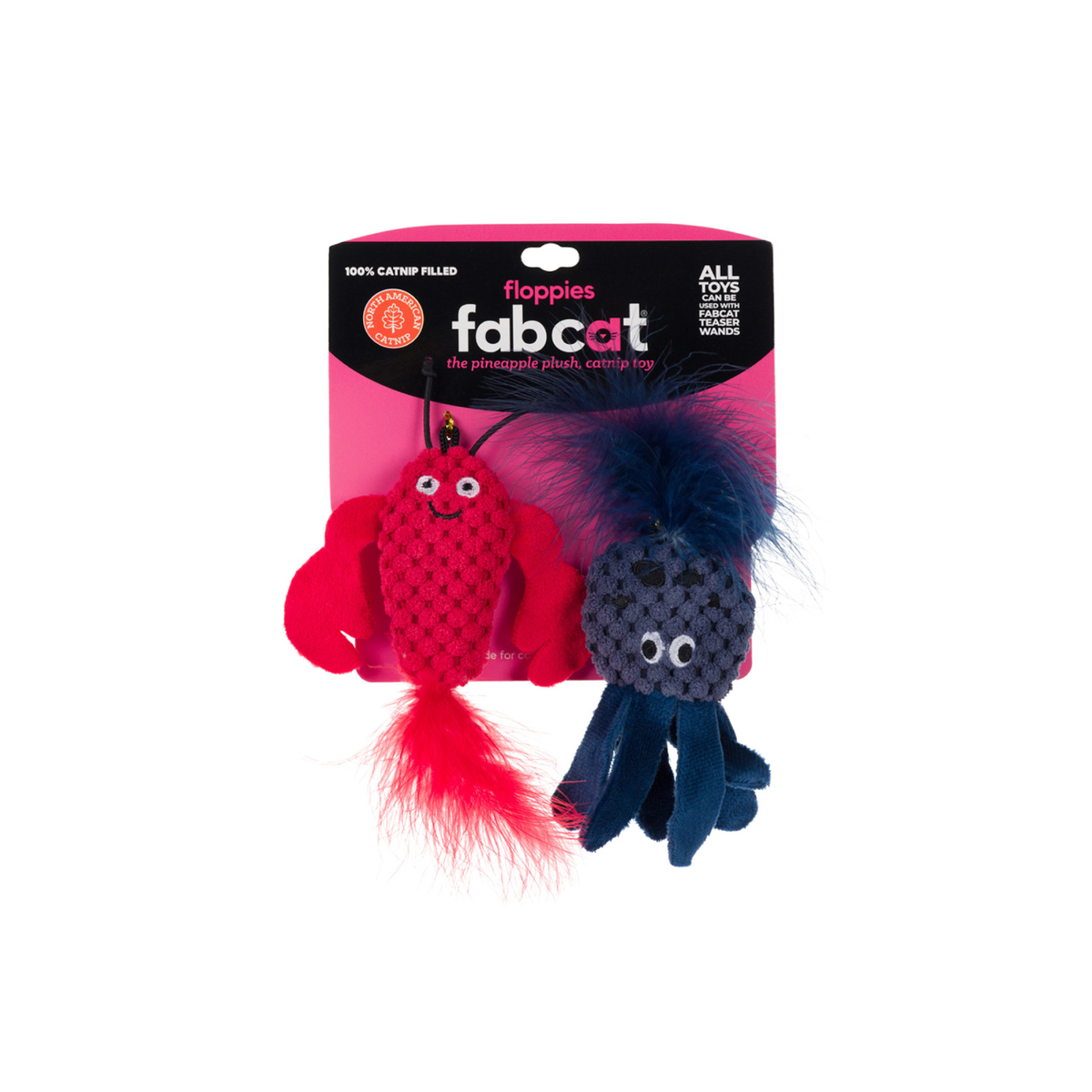 FabDog fabcat Floppy Lobster/Octopus 2-Pack Cat Toy