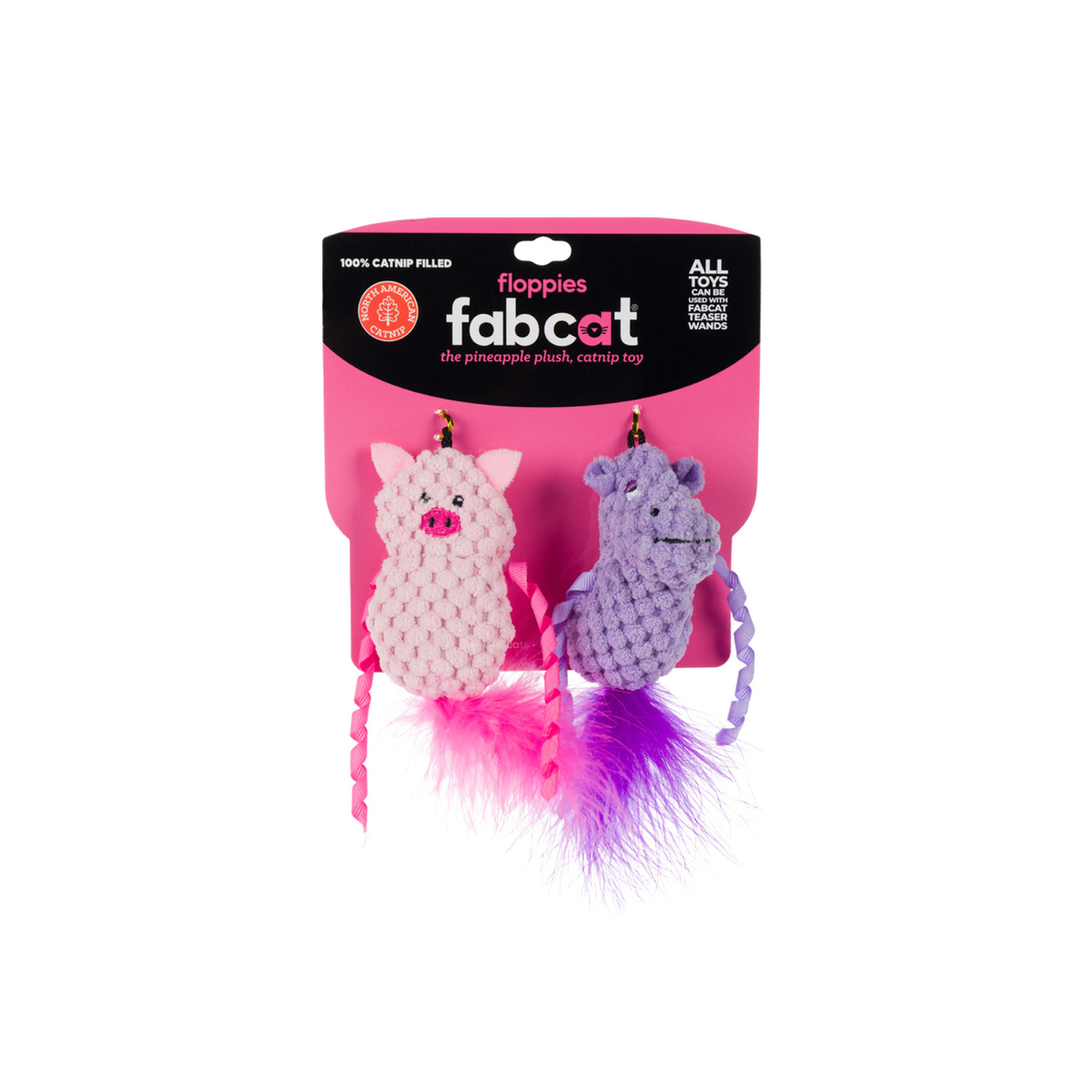 FabDog fabcat Floppy Pig/Hippo 2-Pack Cat Toy