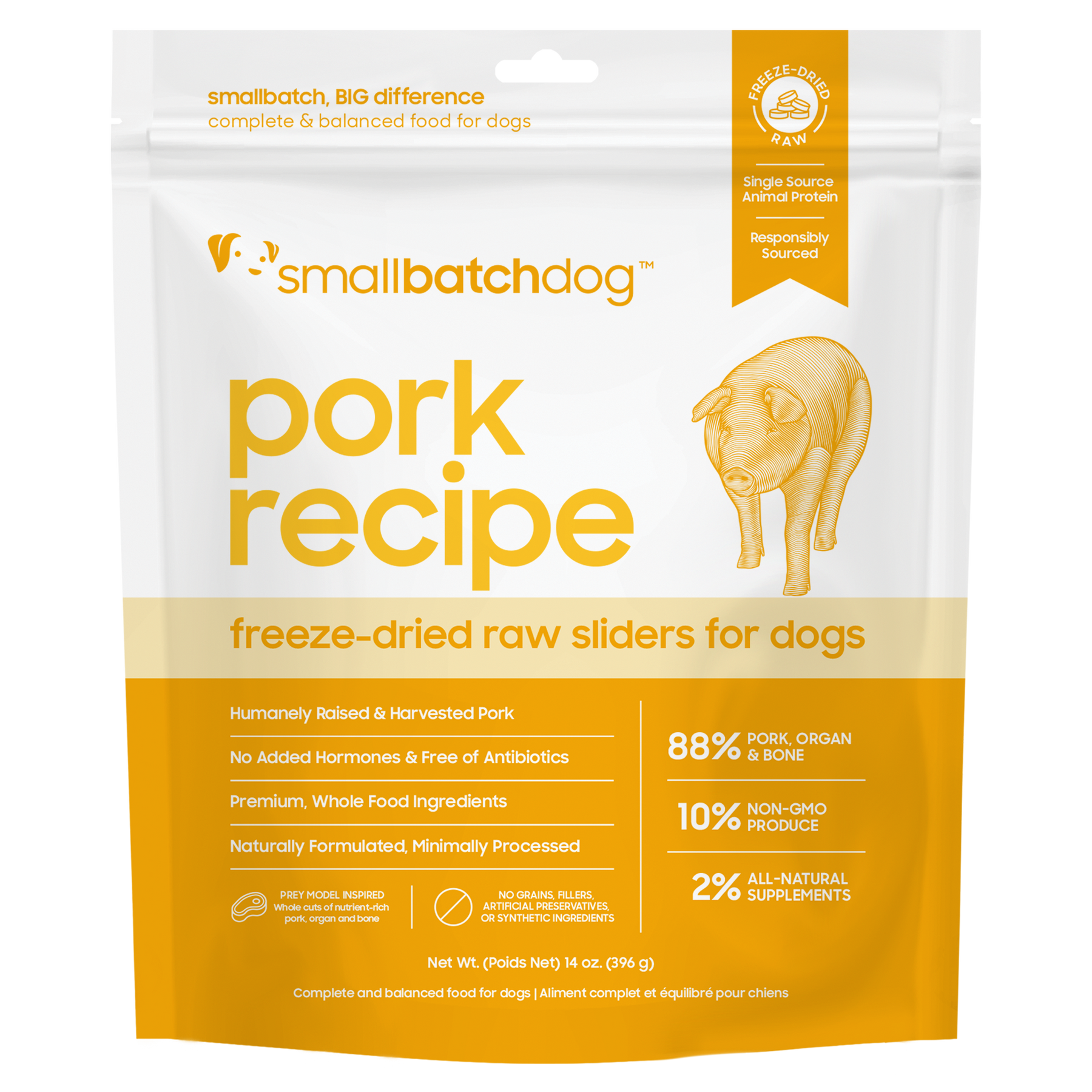 Smallbatch Freeze-Dried Raw Pork Sliders for Dogs - 14OZ