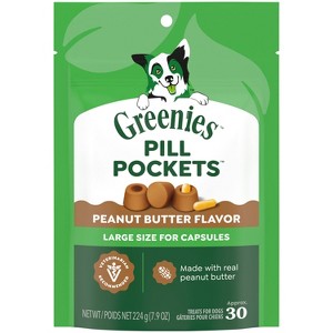 GREENIES Pill Pockets Peanut Butter Flavor Capsule Size Dog Treats - 7.9 oz / 30 ct