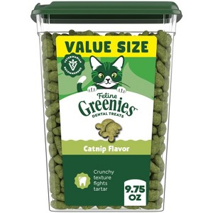 FELINE GREENIES Catnip Flavor Dental Cat Treats Value Tub - 9.75 oz