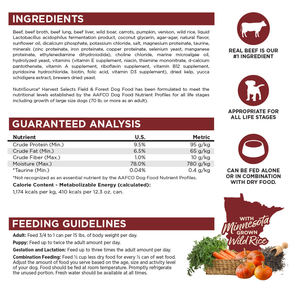 NutriSource Dog HVST FIELD 12.3OZ