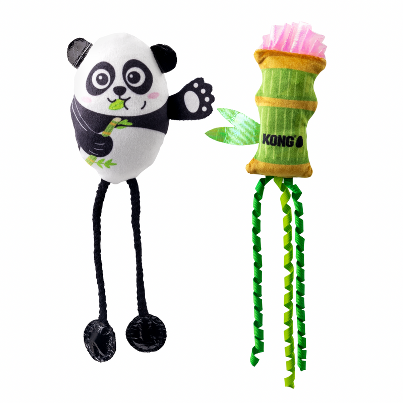 KONG Cat Scrattles Panda & Bamboo 2-Pack Toy