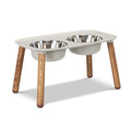 Messy Mutts Elevated Double Dog Feeder with Faux Wood Legs - Grey