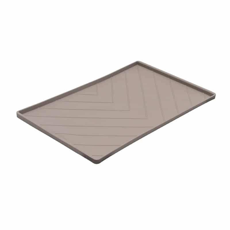 Messy Mutts Silicone Non-Slip Dog Bowl Mat with Metal Rods - Medium, Grey