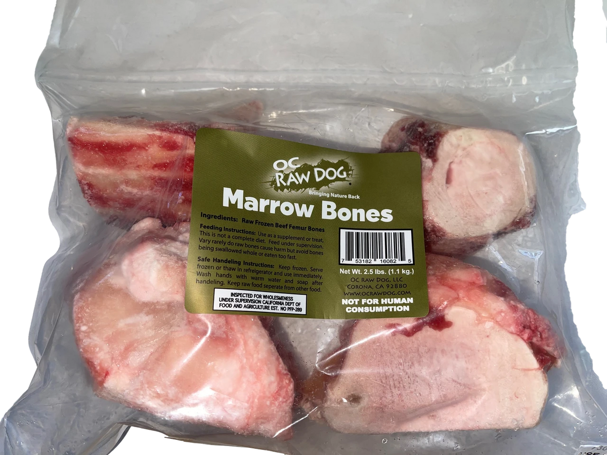 OC Raw Frozen Beef Marrow / Cut Bones - 2.25LB