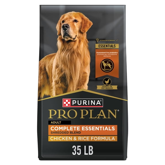 Purina Pro Plan Complete Essentials Shredded Blend Chicken & Rice Adult Dry Dog Food - 35 lb