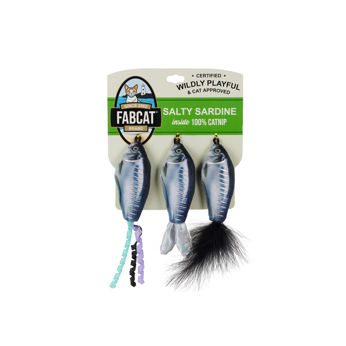 FabDog fabcat Salty Sardines 3-Pack Cat Toy