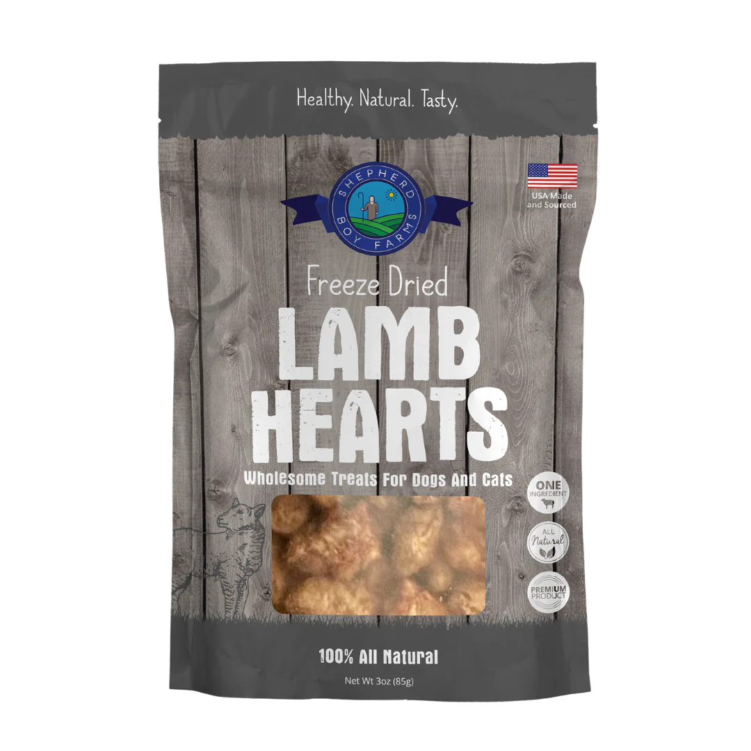 Shepherd Boy Farms Freeze-Dried Lamb Heart Treats for Dogs & Cats 3OZ